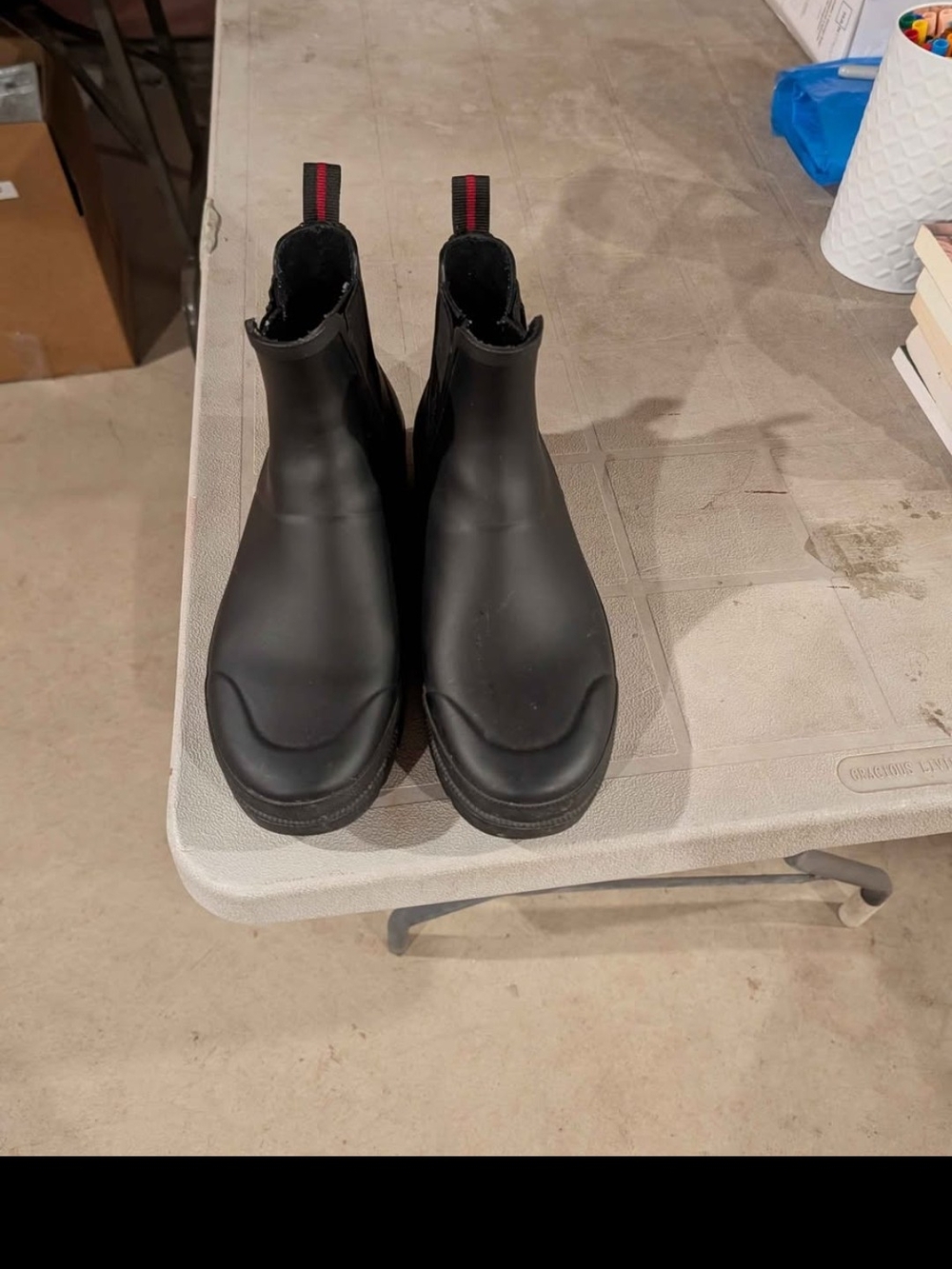Tretorn Black Slip-On Rain Chelsea Booties
